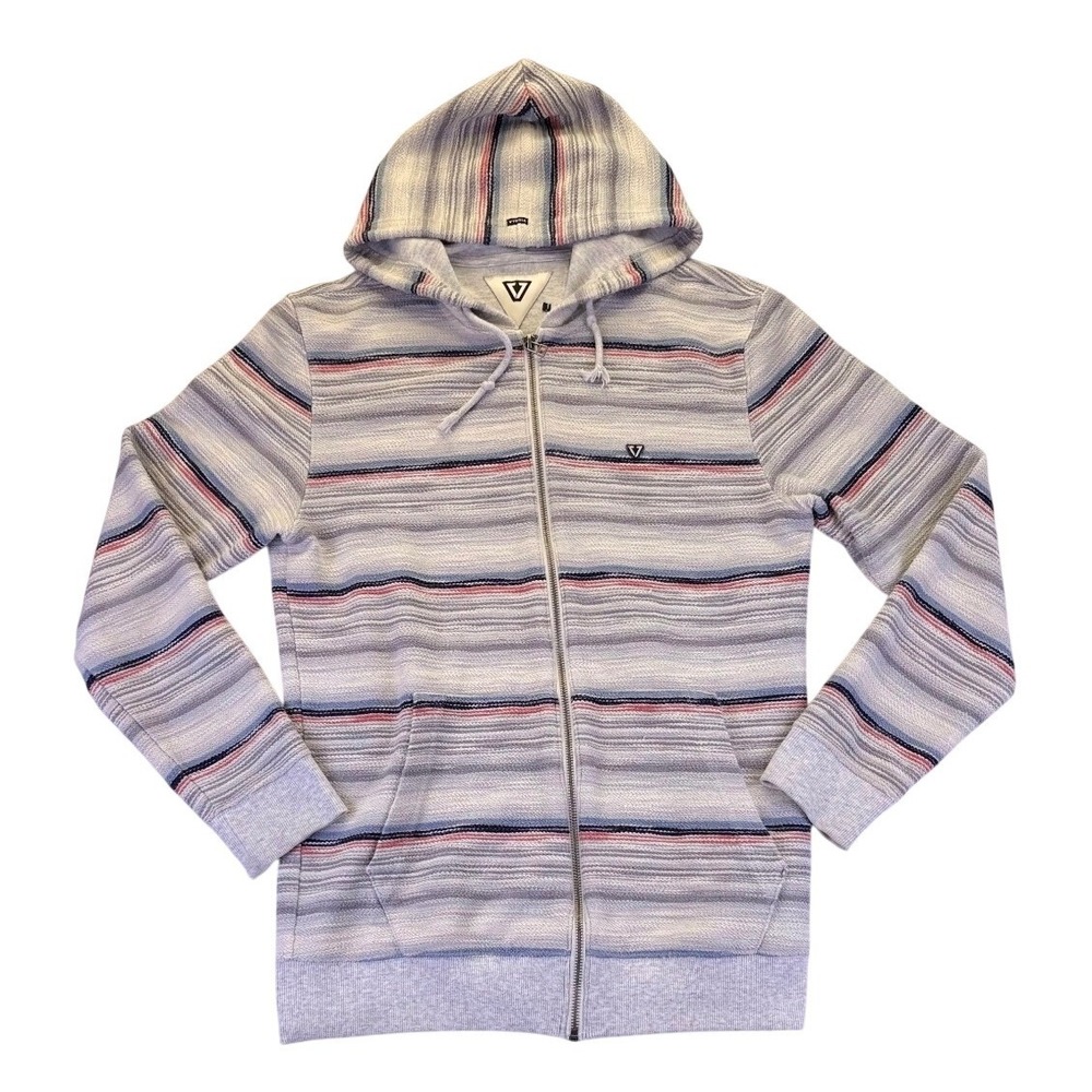 Vissla Men's M Textured Striped Full Zip Sweatshirt Surf Beach Knit Hoodie Baja